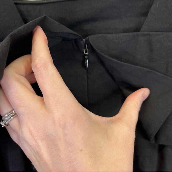 Theory linen blend flap midi dress black - 2 - Picture 8 of 11